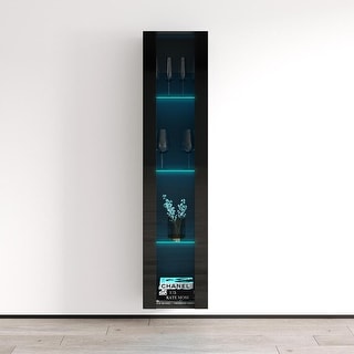 Meble Furniture Booky 41 Tall LED Bookcase with 4 Shelves & 16-Color Lighting, 15.8W x 11.4D x 66.9H inches, High Gloss Finish