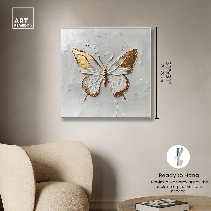 Simple Golden Butterfly Canvas by Art Remedy