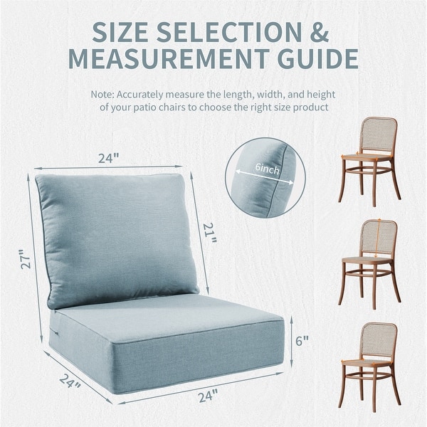 dimension image slide 3 of 14, Gymojoy 6-Inch Thick Outdoor Deep Seating Cushion Set, 22"/24" Wide Options, Waterproof & Fade Resistant for Patio Furniture