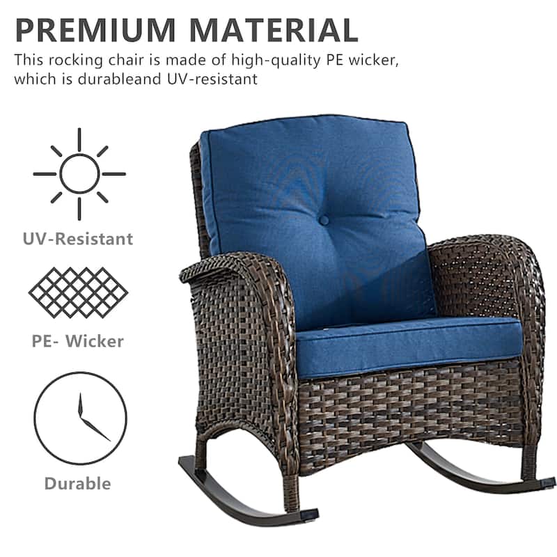 High Back Rocking Chair Outdoor with Cushion