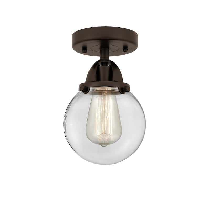Innovations Lighting Nouveau 2 Beacon - 1 Light 6" Semi-Flush Mount - Clear/Oil Rubbed Bronze