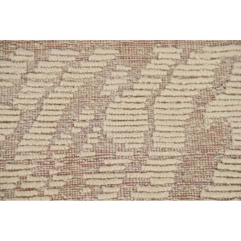 Earth Tone Abstract Moroccan Modern Area Rug Hand-Knotted Wool Carpet - 7'10" x 10'0"