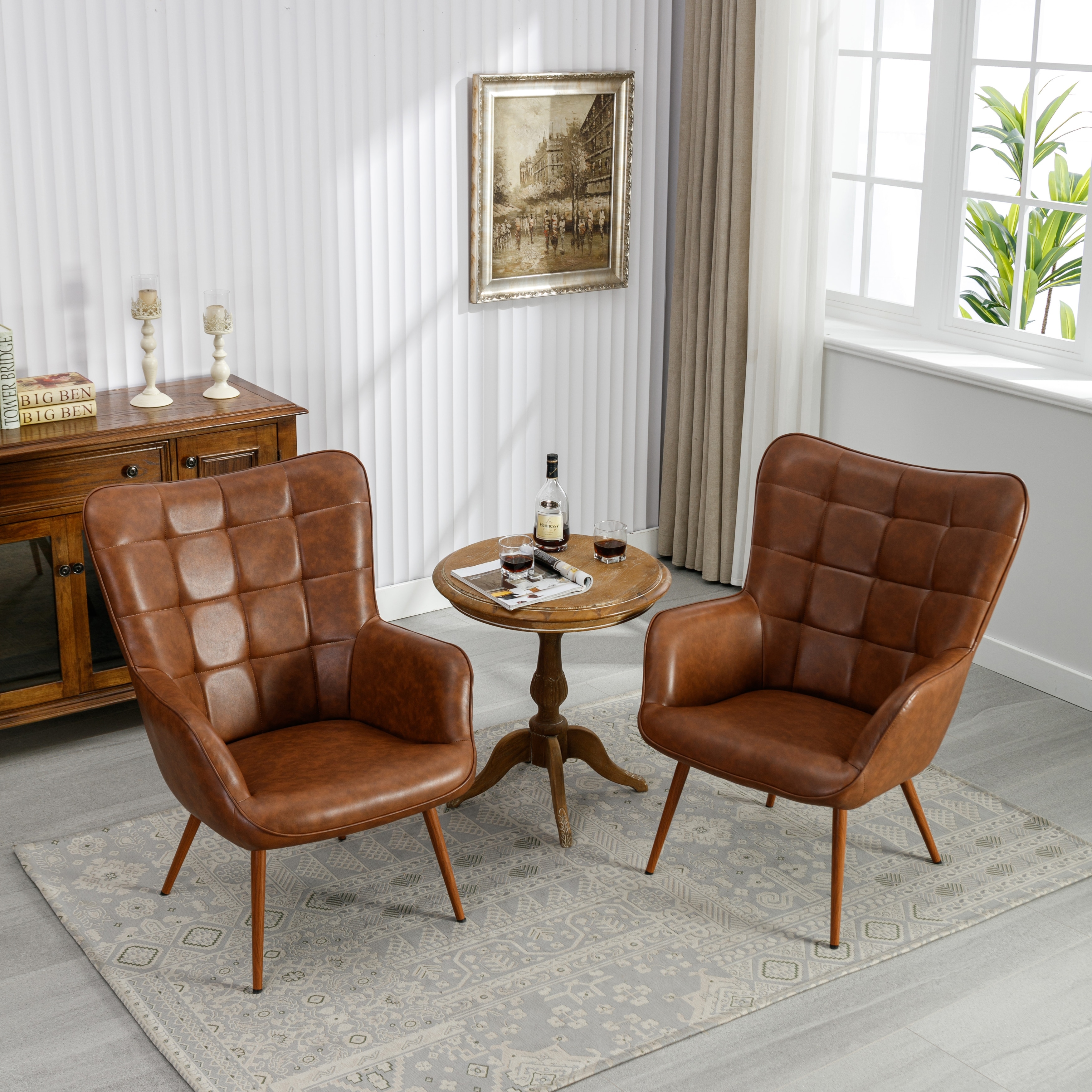 Smilemart faux leather wingback accent hot sale chair