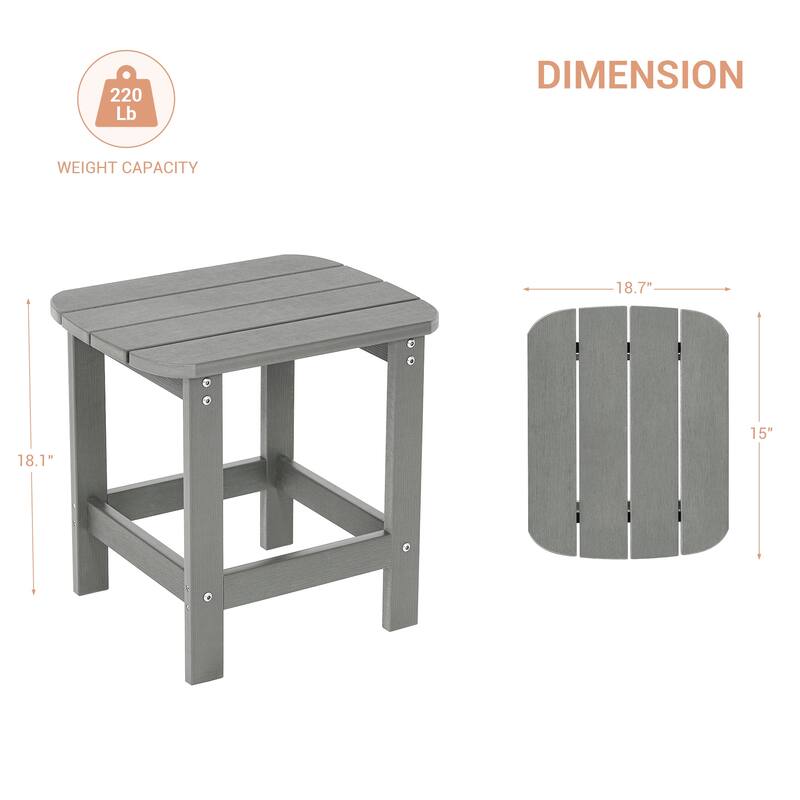 LIVOOSUN Patio Adirondack Plastic Wood Outdoor Side Table for Deck