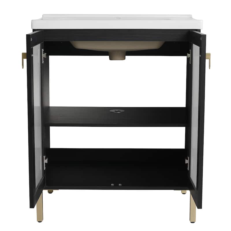 GDFStudio - Eliana Modern Freestanding Bathroom Vanity with Soft-Close Doors and Ceramic Sink