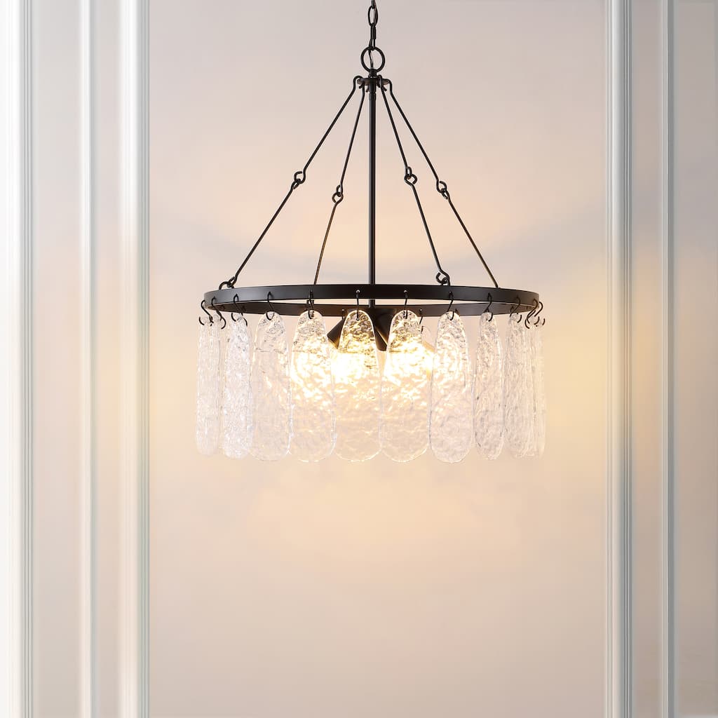 SAFAVIEH Aremythia 6-light 25-inch Chandelier - Black/Clear - 24"W x 24"D x 93"H