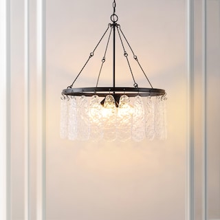 SAFAVIEH Aremythia 6-light 25-inch Chandelier - Black/Clear - 24"W x 24"D x 93"H