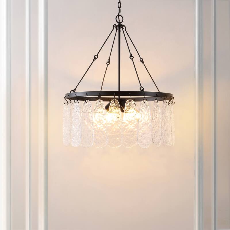SAFAVIEH Lighting Lilie 6-Light 25-inch Chandelier - 24 In. W x 24 In. D x 34-93 In. H - Black/Clear