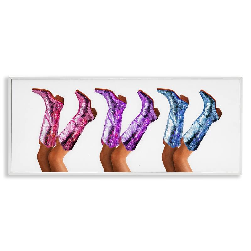 Stupell Trendy Glam Cowgirl Boots Framed Giclee Art Design By Amanda Greenwood - 24 x 10 - White