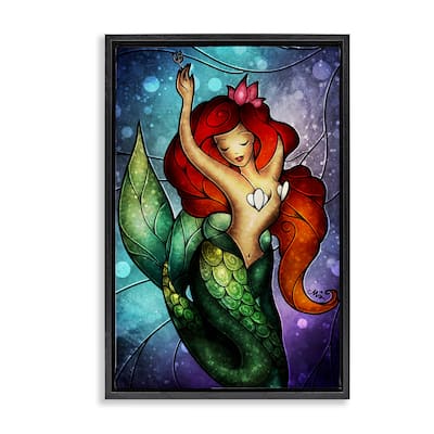 Stupell Undersea Dreaming Mermaid Framed Floater Canvas Wall Art Design By Mandie Manzano