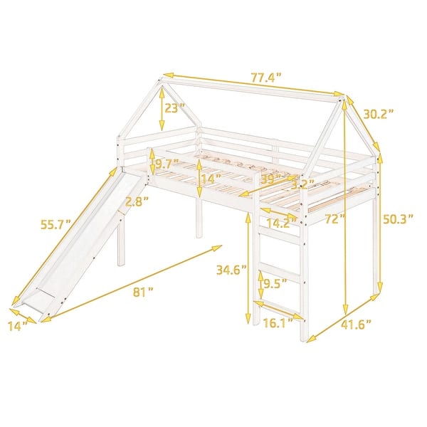 Twin Size House Loft Bed with Slide and Ladder - Bed Bath & Beyond ...