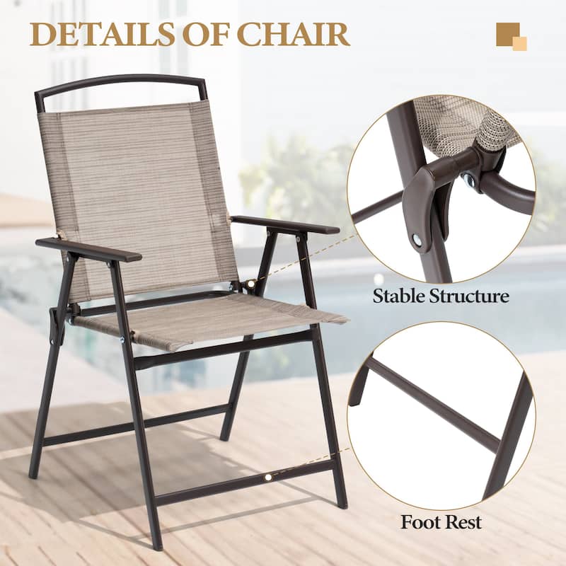 Outdoor Patio Portable Folding Chairs Club Chairs with Armrest - See Picture