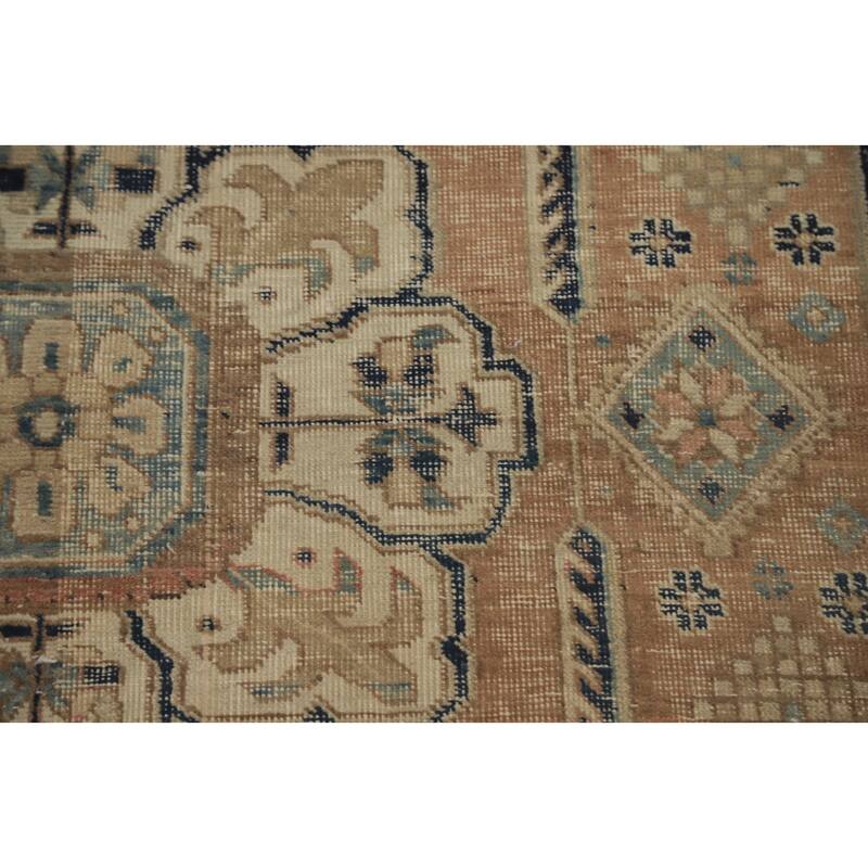 Hand Knotted Oriental 100% Wool Carpet Traditional Geometric Oranges & Rust Heriz Area Rug - 5' 9'' X 4' 2''