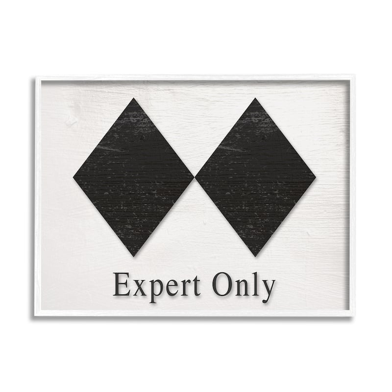 Stupell Double Black Diamond Ski Sport Symbol Experts Only Framed Wall Art