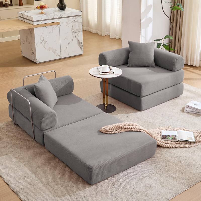 Modular Couch Sofa Bed, Convertible Design with Removable Armrests,Folding Mattress Couch for Small Spaces ,No Assembly