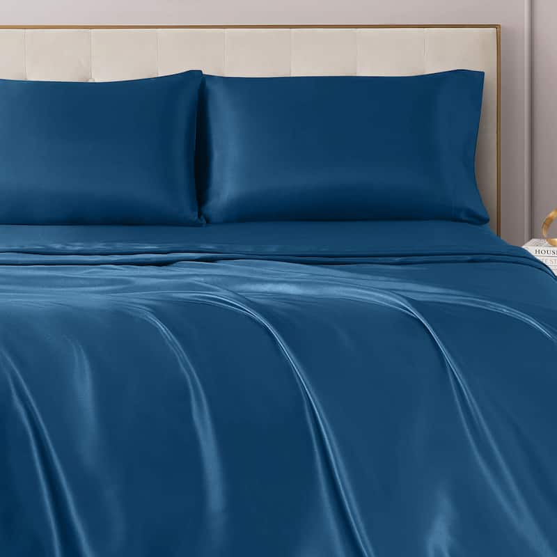 Juicy Couture Silky Satin Sheet Set - Blue - Full