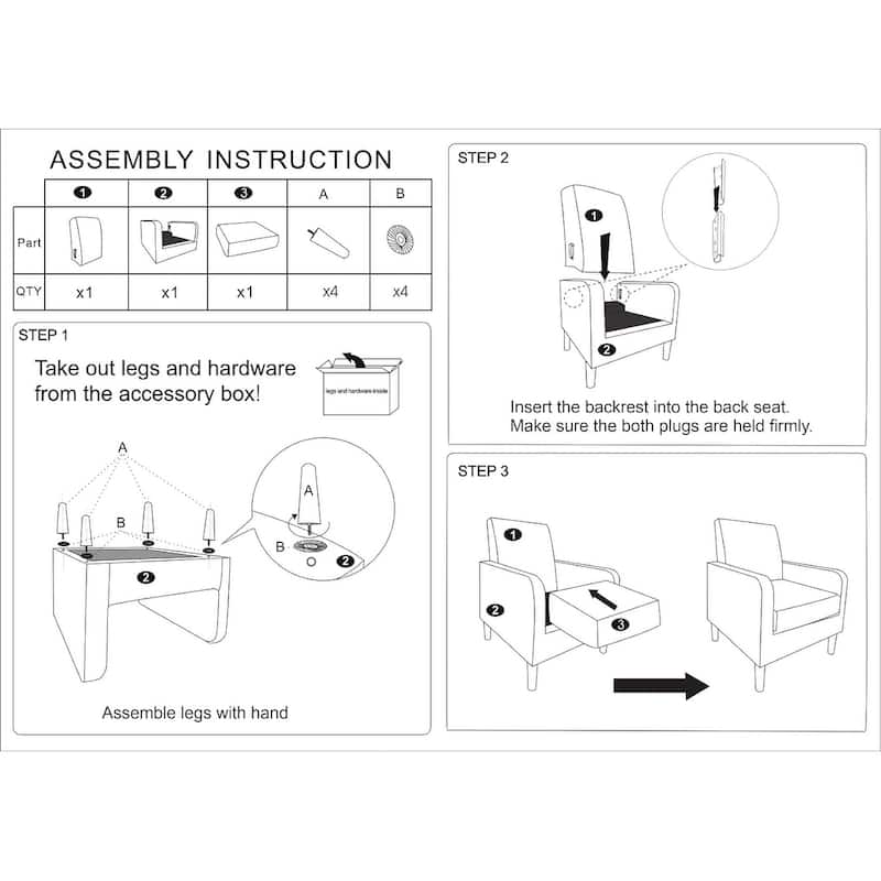 US Pride Furniture Minimalist Elegant Style Armchair