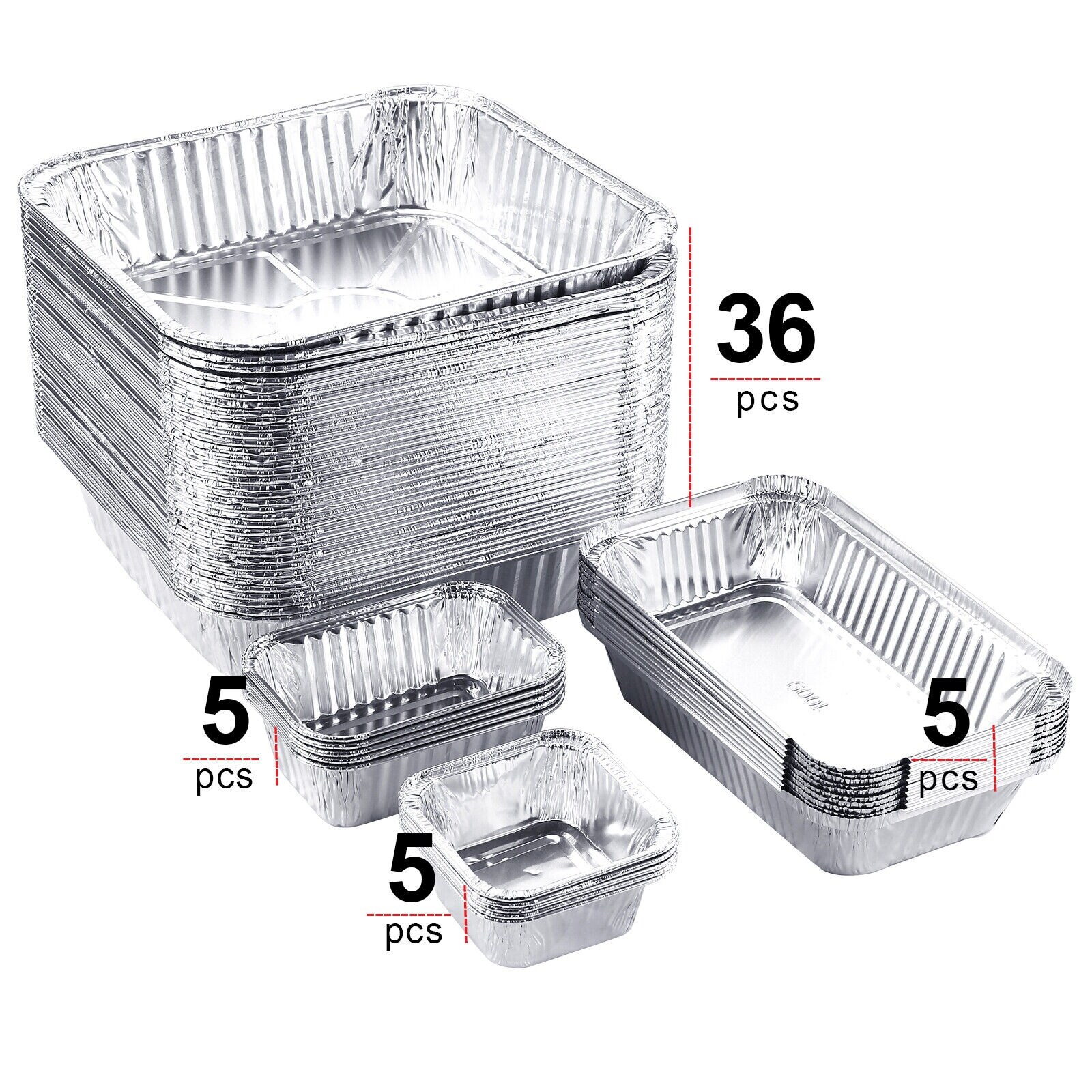 Aluminum Pans, IMAGE 51 Packs Aluminum Pans Disposable Heavy-Duty