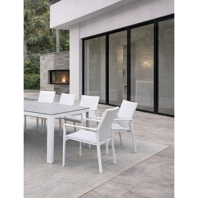 Siena White 7-Piece Aluminum Outdoor Dining Set with Sling Set in White - N/A
