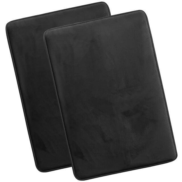 Clara Clark Ultra Soft Plush Bathroom Rug - Non-Slip, Velvet, Memory Foam Bath Mat - Set of 2 - Set of 2 20x32 - Black
