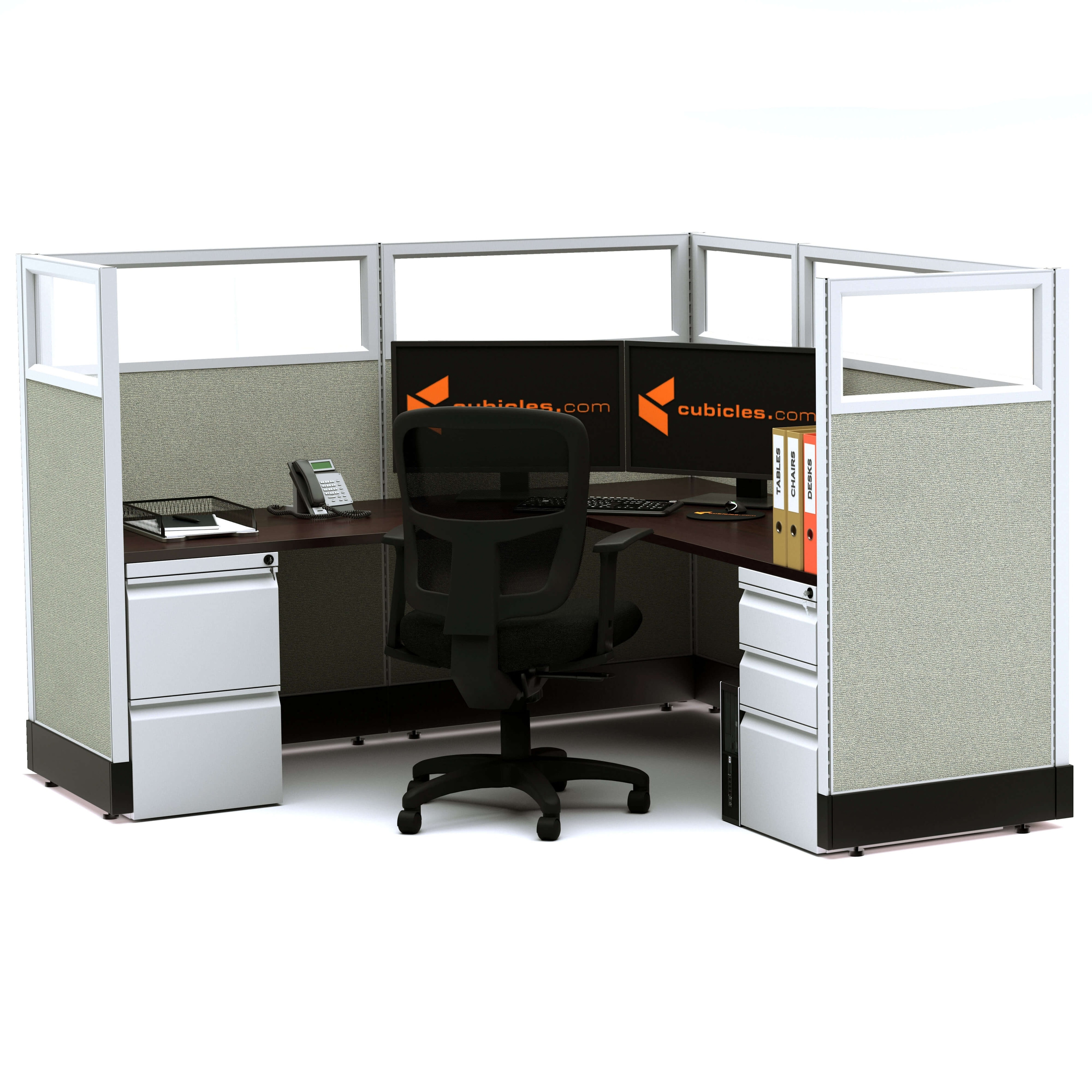Glass Office Cubicles 53H Single Powered - Overstock - 33614870