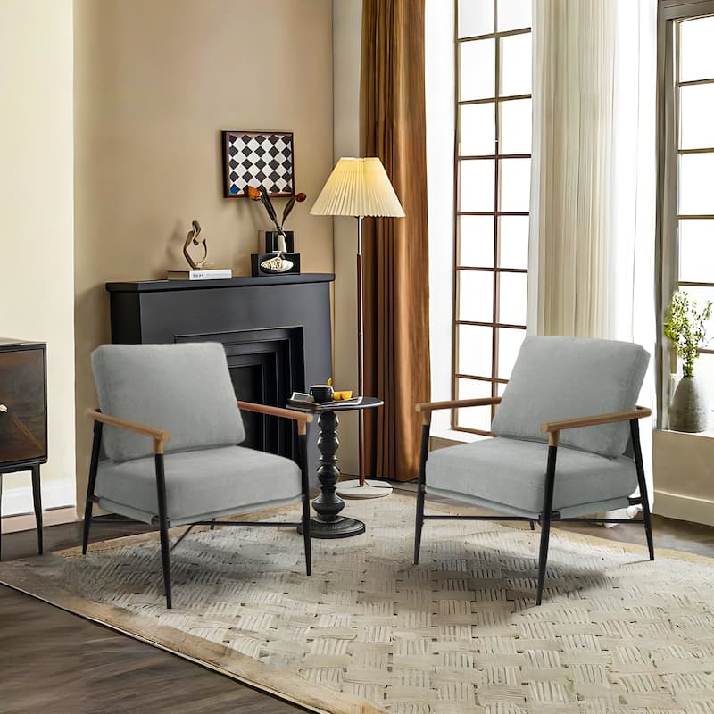 Industrial Upholstered Accent Chair Club Chair with Metal Frame