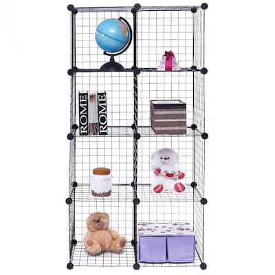 Gymax 8 Cube Grid Wire Organizer Wardrobe Shelves Bookcase DIY