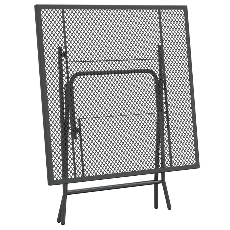 Zofi 3pc Outdoor Dining Chair and Table Set, Foldable Mesh Gray Metal