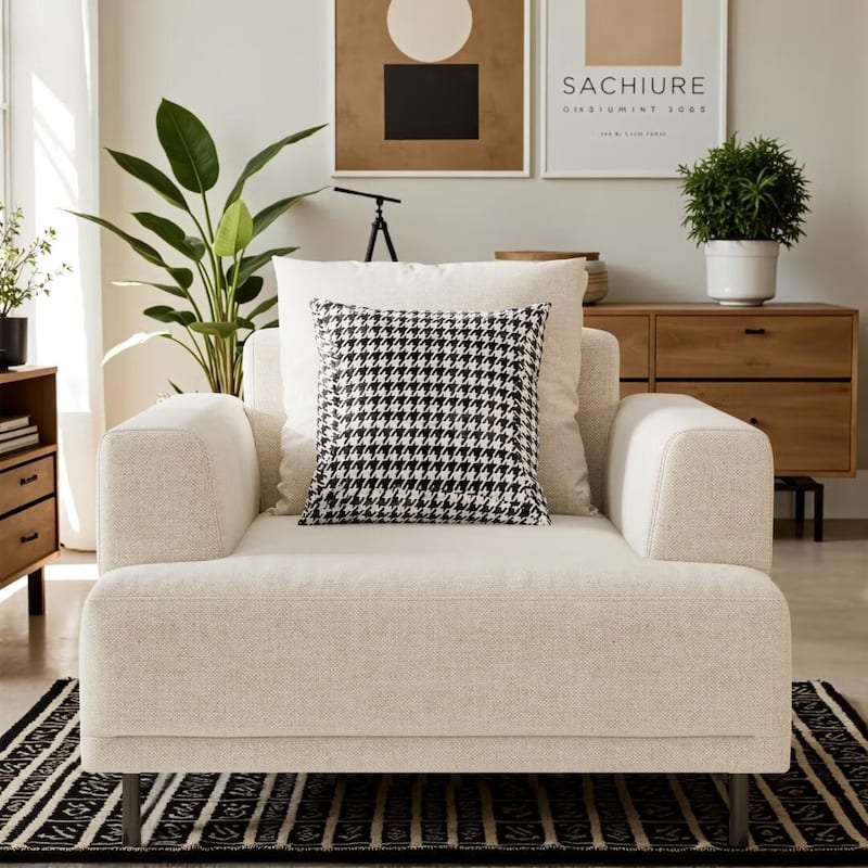 Modern Deep Seat Sofa with Pillows, High Legs, Comfortable Living Room Sofa, Apartment Sofa - 40.55"Wx37"Dx29.92"H
