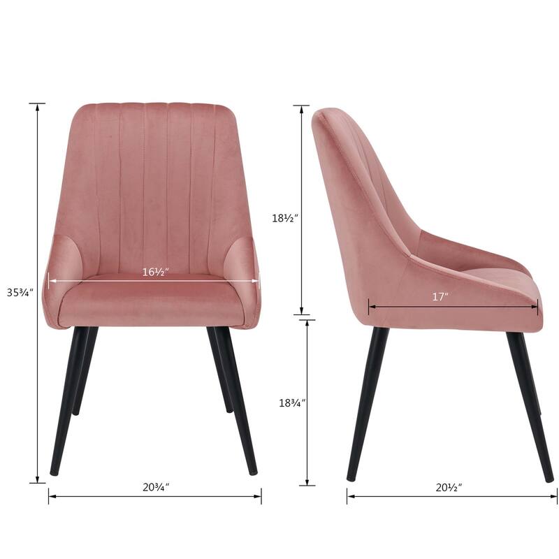 Contemporary Upholstered Velvet Dining Side Chairs - 23.5L×20.5W×35.5H
