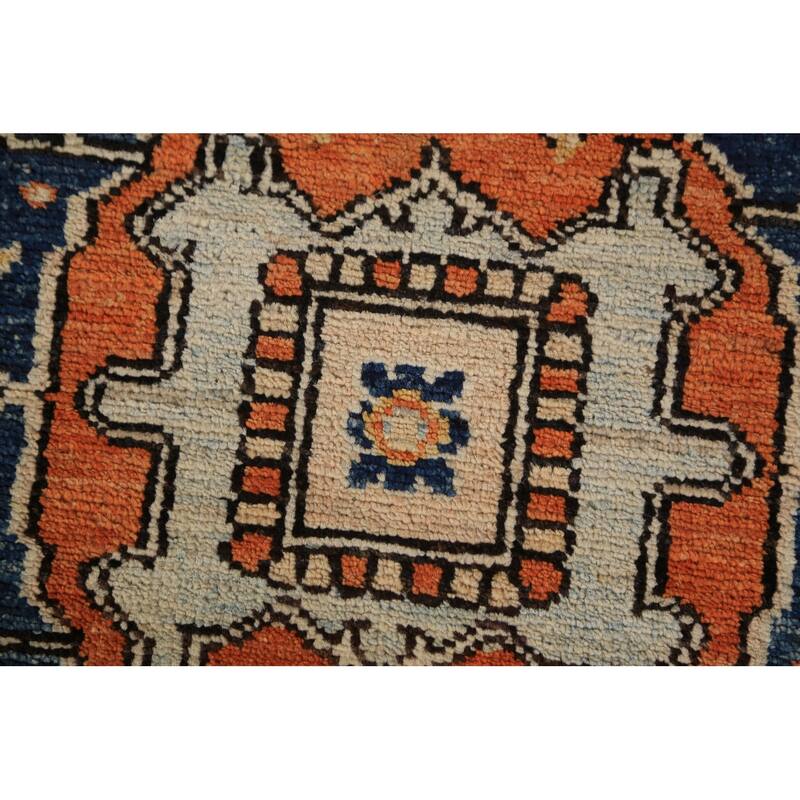 Vegetable Dye Medallion Heriz Serapi Oriental Rug Handmade Wool Carpet - 3'1"x 4'6"