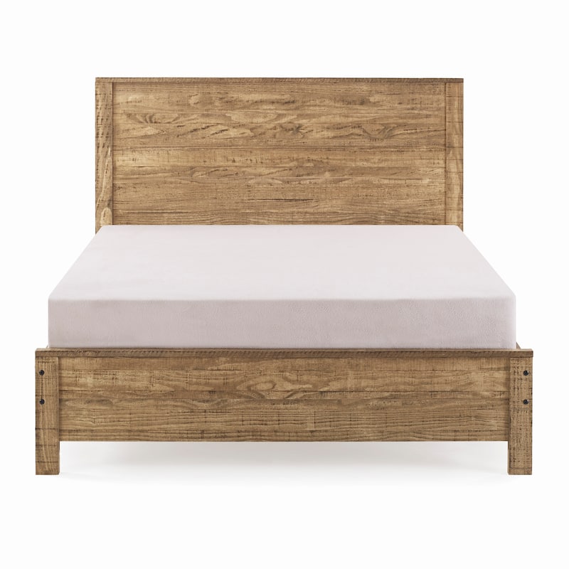 Twin Size Solid Wood Panel Bed with Headboard and Under-Bed Storage
