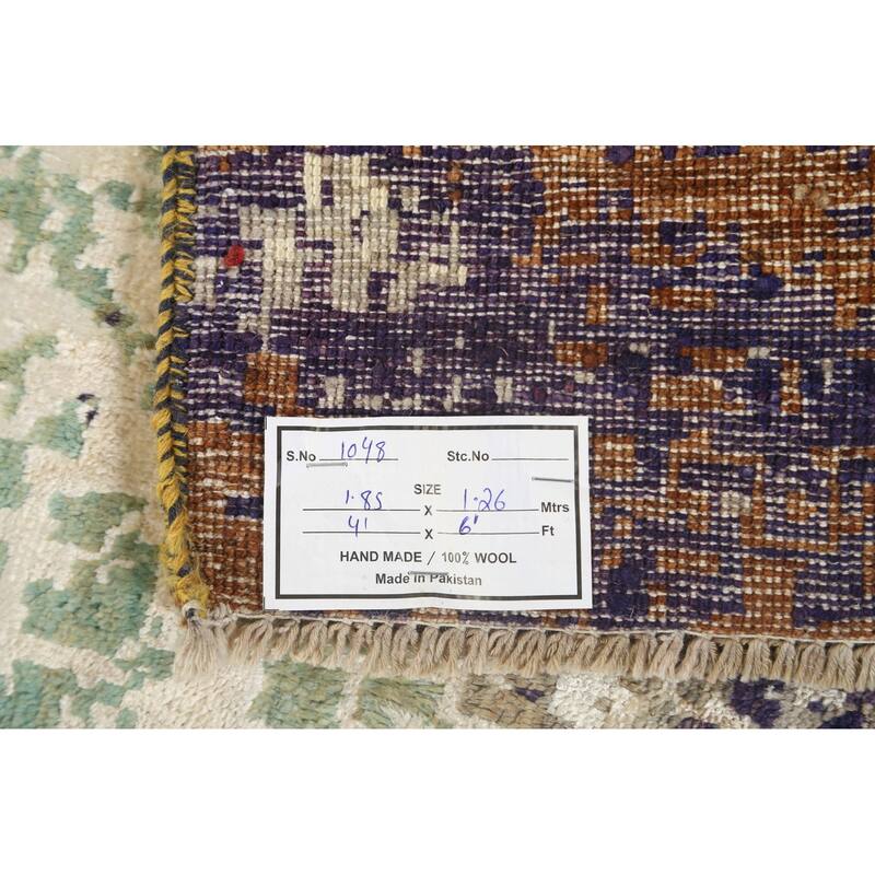 Wool/ Silk Artistic Contemporary Abstract Oriental Area Rug Handmade - 4'1" x 6'1"