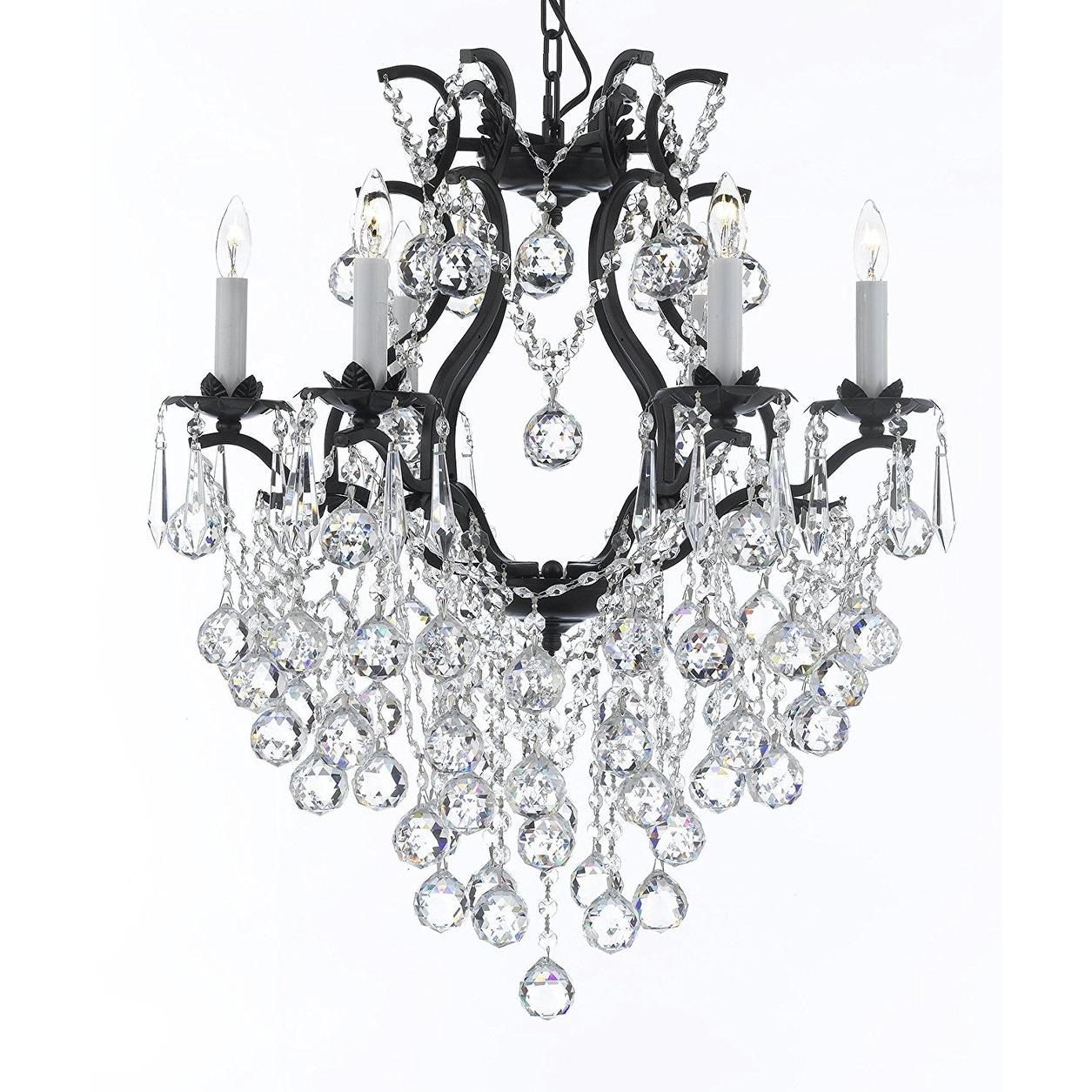 Swarovski Crystal Trimmed Chandelier! Wrought Iron Crystal Chandelier Lighting - Chandeliers For Bedrooms by Overstock.com