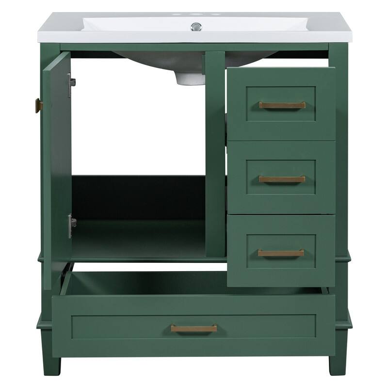 Solid Wood Frame 30" Bathroom Vanity with Sink , 3 Drawers