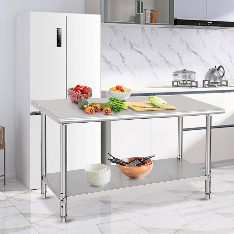 60" x 24" Stainless Steel Work Table with Under Shelf