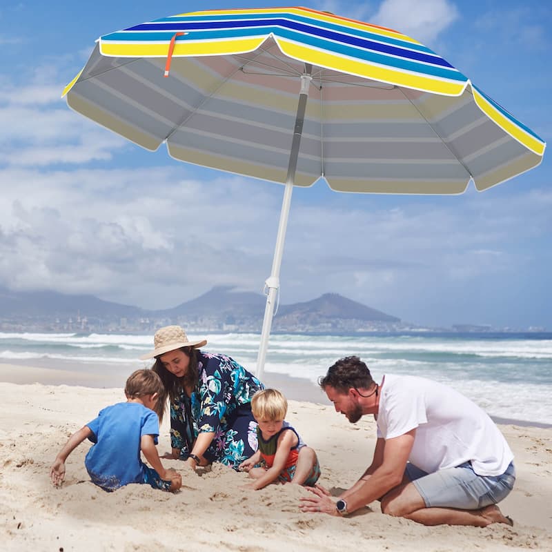 Costway 6.5 FT Patio Beach Umbrella Sun Shade Tilt Aluminum Sports