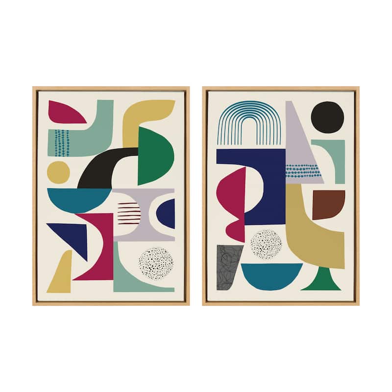 Kate and Laurel Sylvie MCM 01 and 04 Framed Canvas by Rachel Lee