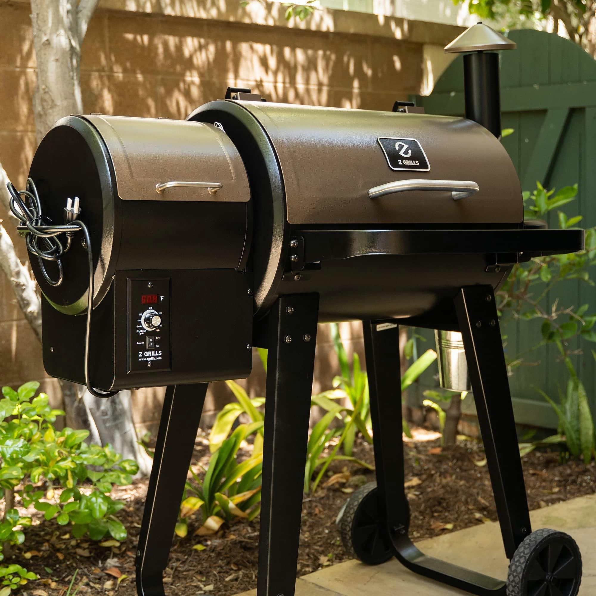 Z Grills Wood Pellet Grill Smoker with Wireless Meat Probe Thermometer - Brown