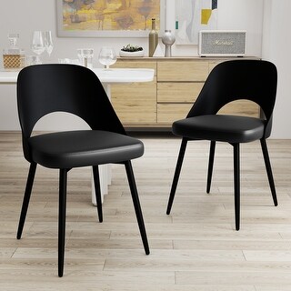 Modern PU Leather Upholstered Dining Chair With Metal Legs, Set of 2 ...