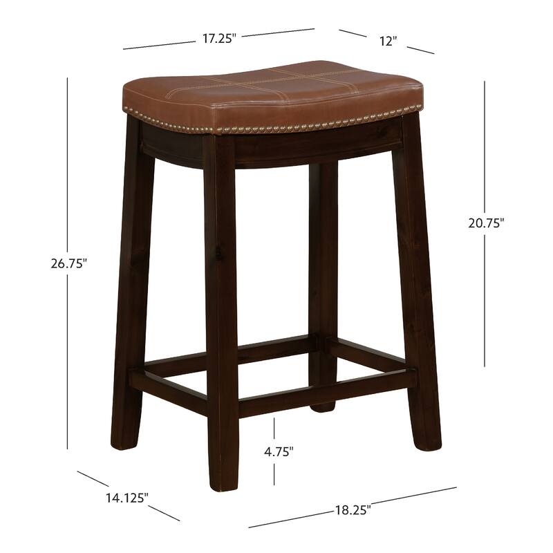 Linon Willamette Cognac Faux Leather Counter Stool