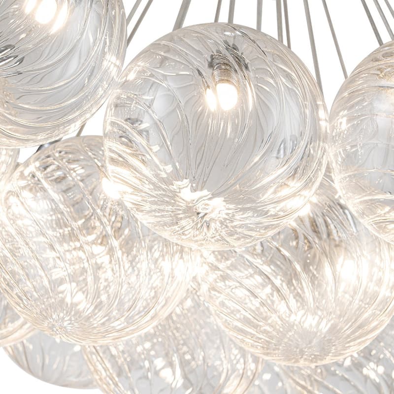 Contemporary Dimmable LED Cluster Glass Globe Chandelier - Chrome