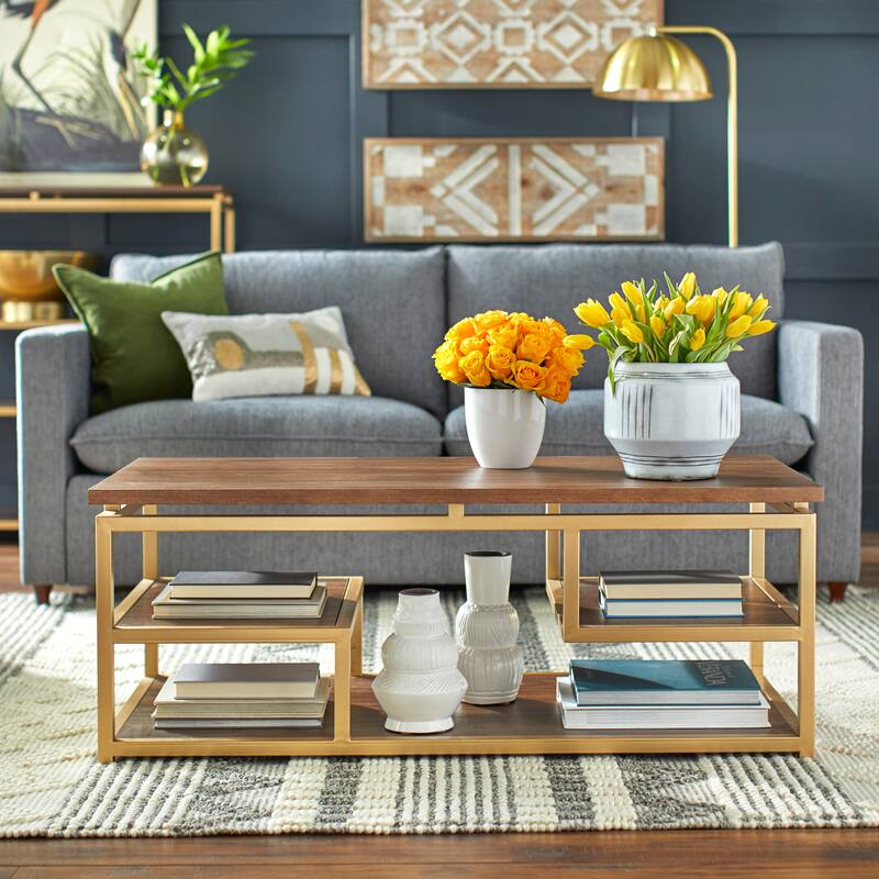 angelo:HOME Wright Coffee Table - Walnut/Gold