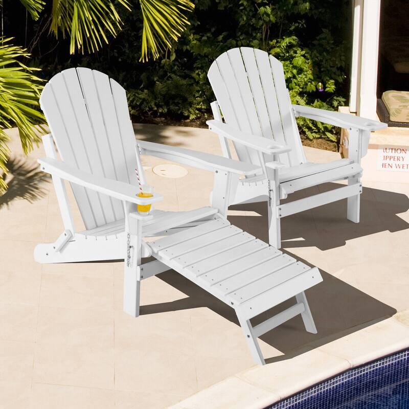 Gymax 2PCS Folding Adirondack Chair HDPE Patio Lounge Chair w/