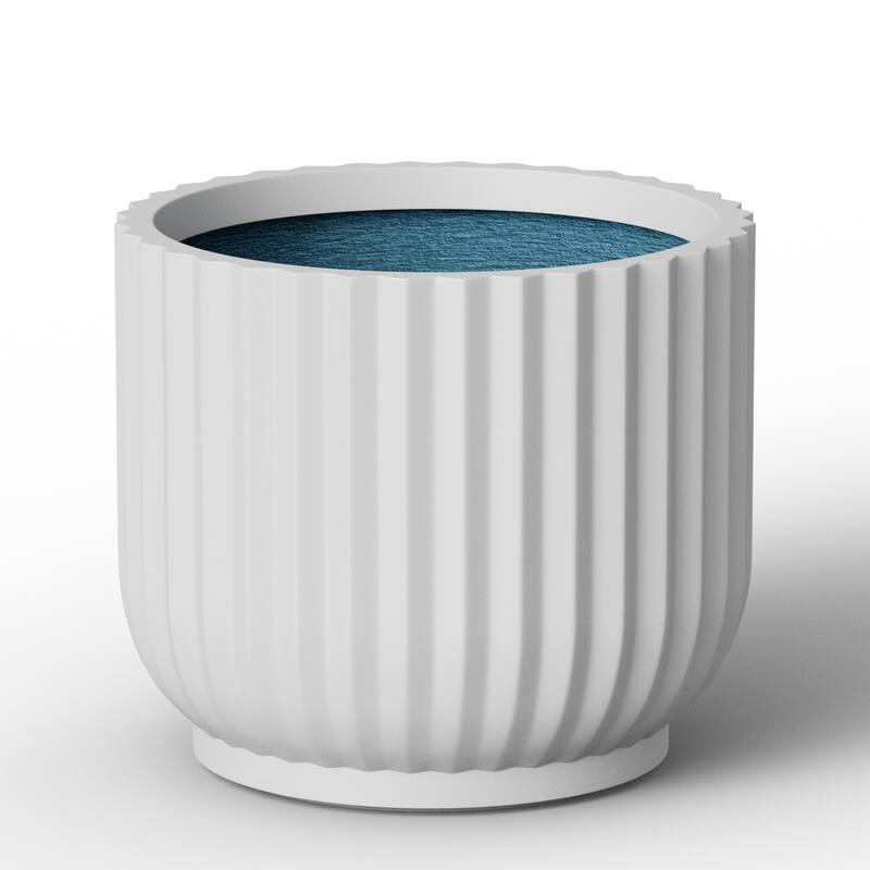 Enhanced Interior Round Concrete Plant Pot Flower Planter - 11 x 9.5 - Pearl White(Enhanced Interior)