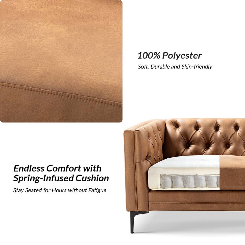 Calymne 84" Classic Square Arms Sofa with Button-Tufted Back by HULALA HOME