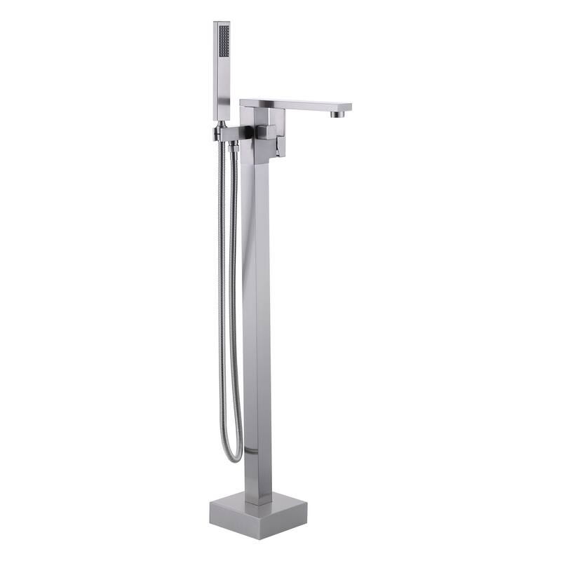 WOWOW Single-Handle Freestanding Tub Faucet with Handheld Shower - Brushed Nickel