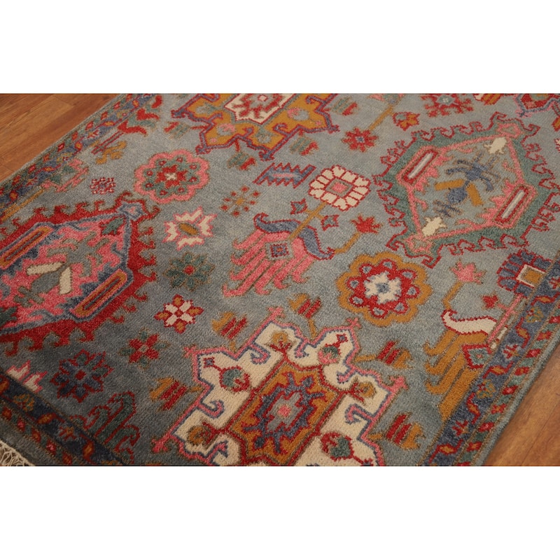 Geometric Kazak Oriental Rug Handmade Traditional Wool Carpet - 4'0" x 5'10"