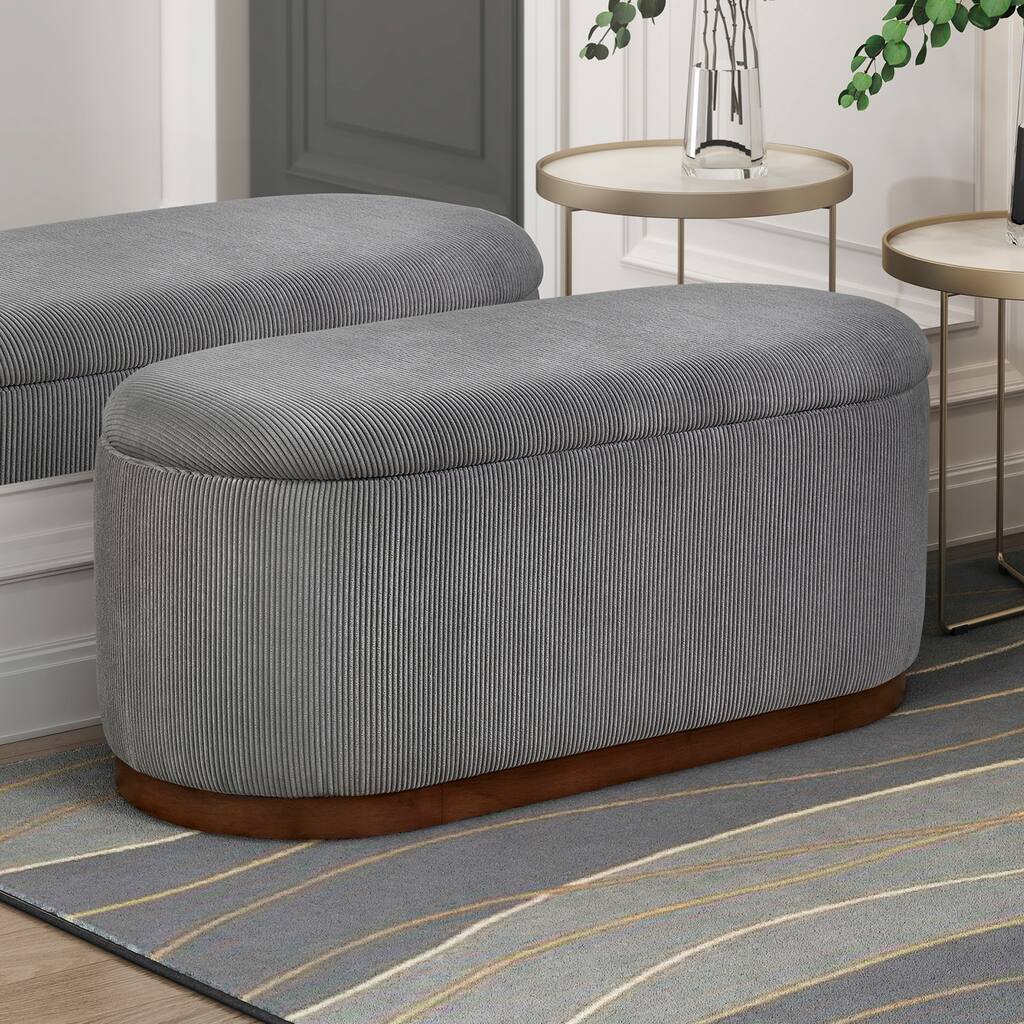 Venice 42.5" Corduroy Lift Top Storage Bench - Foam Cushioned Seat