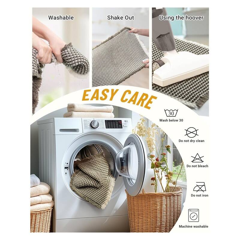 Large Waffle Bath Mat Set, Non Slip Bathroom Mat Set